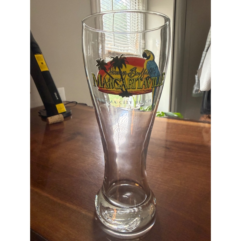 Jimmy Buffett Margaritaville Panama City Beach Pilsner Glass Macaw Tropical 8.5"